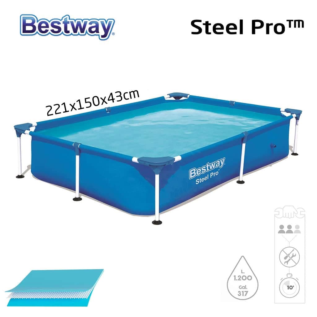 Steel Pro™ Piscine Rectangulaire 221 x 150 x 43cm Bestway 56401 بيسين