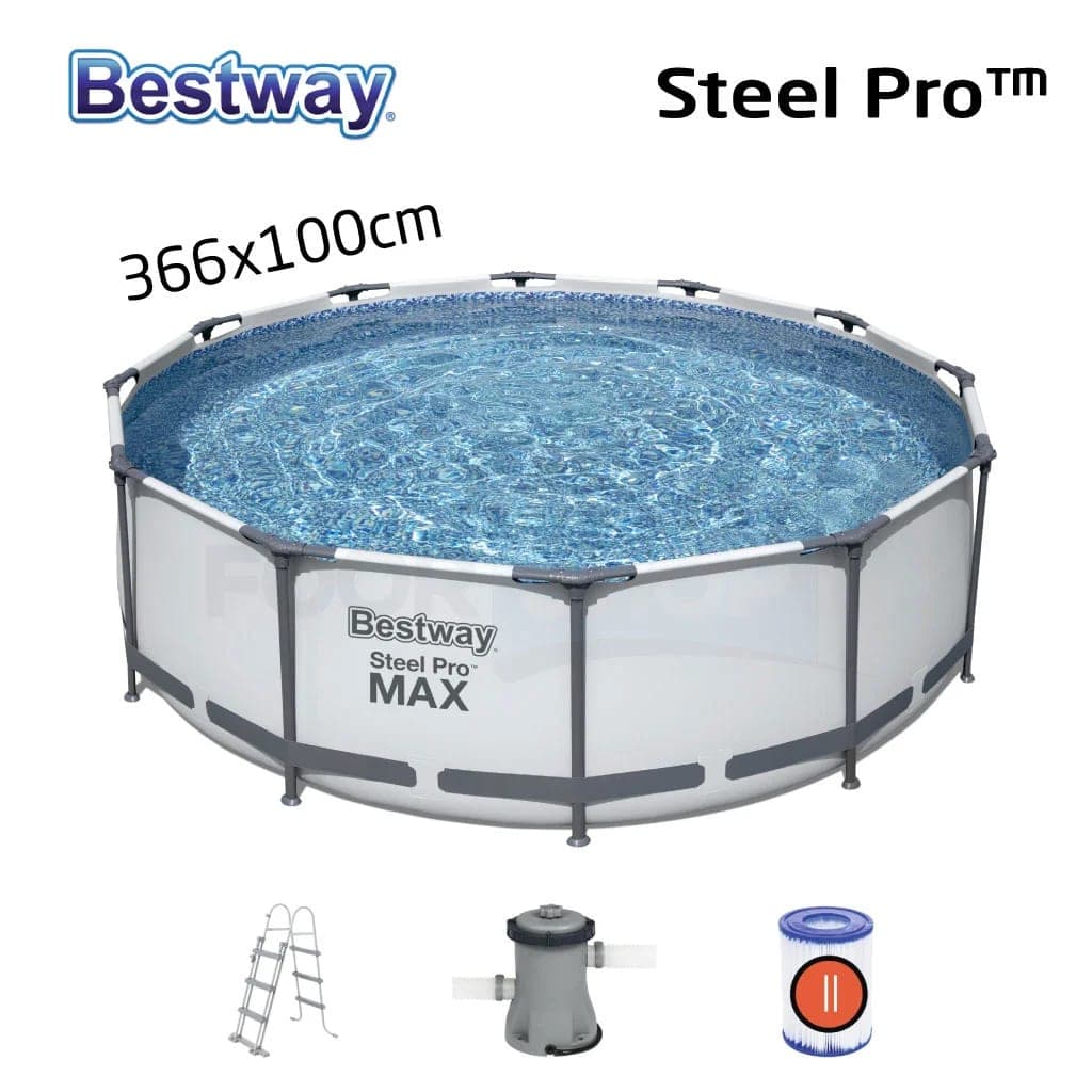 بيسين Steel Pro Max™ Piscine Ronde Avec Pompe Filtrante et Echelle 366x10cm Bestway